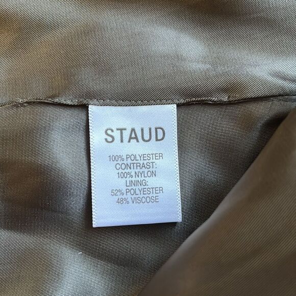 STAUD Black Satin Floral Print Cropped Corset Bustier  Style Top w Exposed Zip - Picture 6 of 7